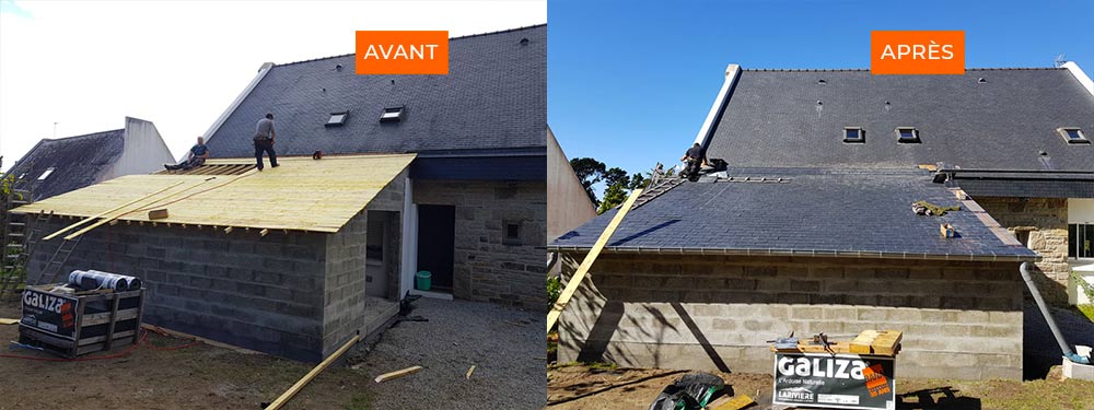 Travaux de toiture : spécialiste de l'entretien toit, remplacement d'ardoise abîmée et de réparation de faîtage. Morbihan et Ille et Vilaine. PROTECTTOIT Couvreur